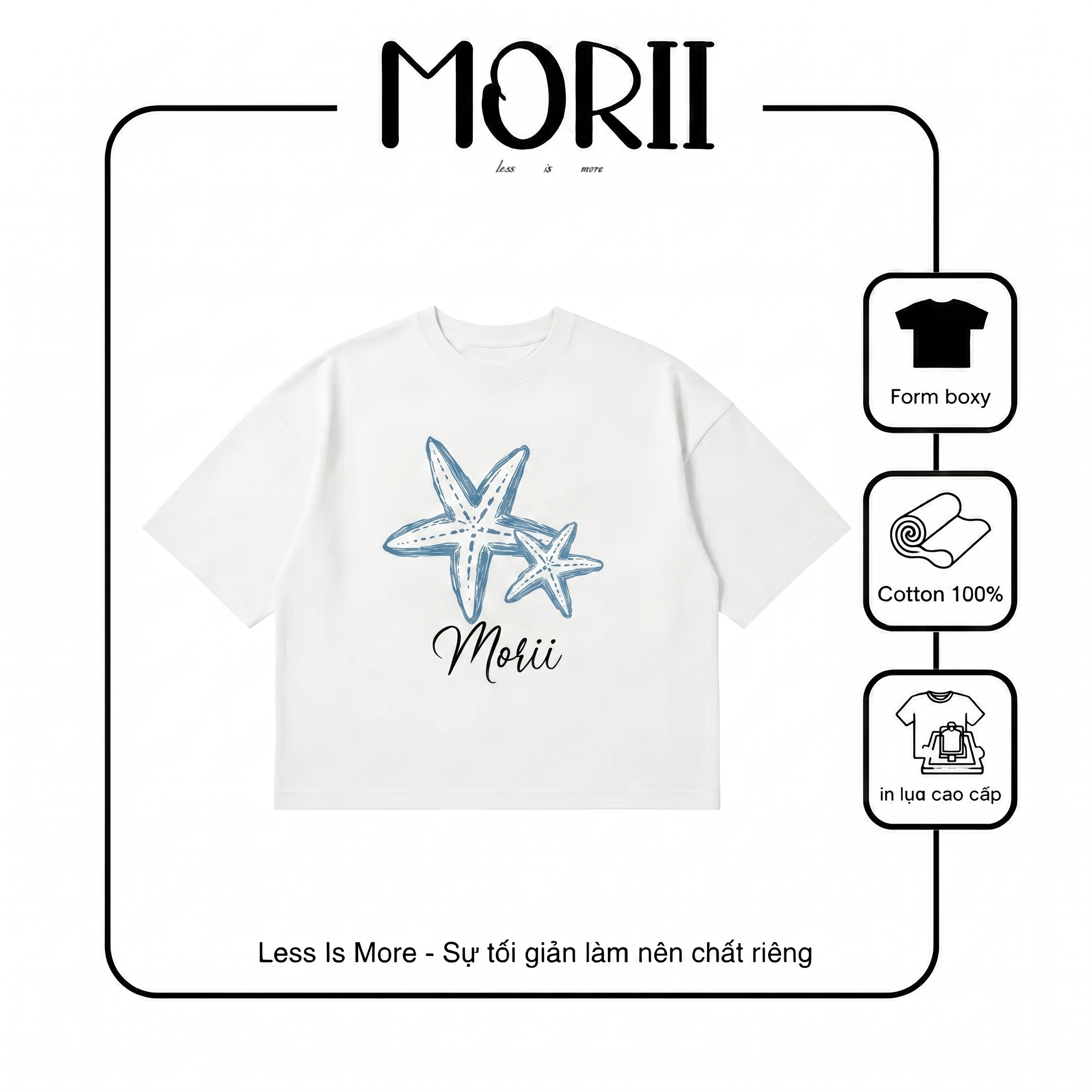 Áo thun boxy tay ngắn MORII Starfish