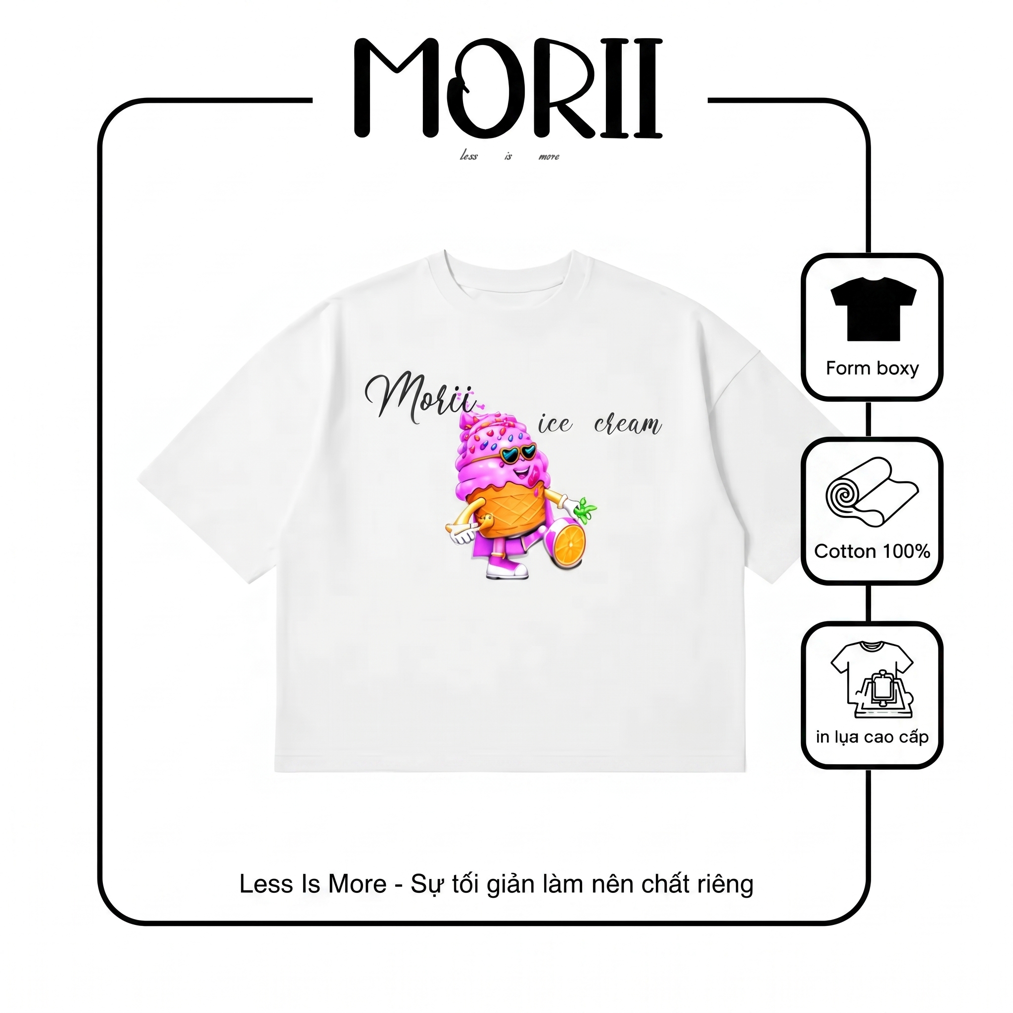 Áo thun boxy tay ngắn MORII Ice Cream